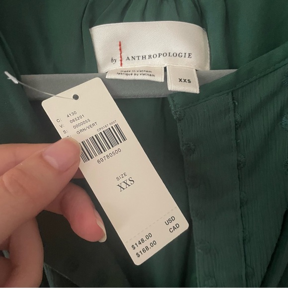 NWT Anthropologie Somerset Mini Dress, Dark Green size XXS - Picture 9 of 11
